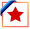 A red star in a frame with blue ribbon symbolizing the level of customer care at Lennon Motor Centre, Athlone